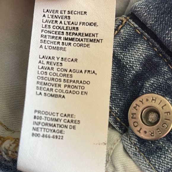 Tommy Hilfiger 00’s Low Rise Flare Hiphugger Denim Jeans - Leather Flag Patch - Picture 7 of 15